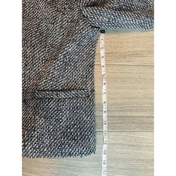 Talbots Tweed Zip Up Blazer Jacket Blue White Womens Size 12 - Picture 6 of 8